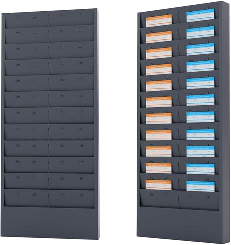 رف التذاكر Oskie Professional Gall-Mount ، منظم المستندات 11 أو 22 فتحات قابلة للتعديل ، مسحوق الرمادي ، 31.5 × 15.5 × 2 بوصات in Kuwait