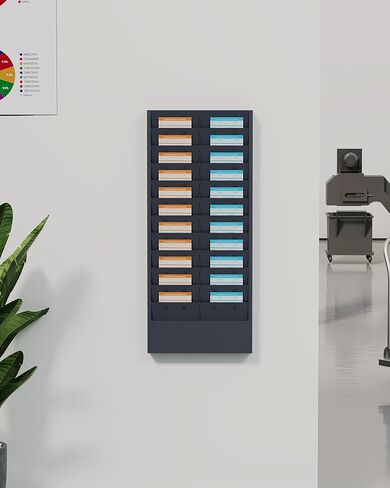 رف التذاكر Oskie Professional Gall-Mount ، منظم المستندات 11 أو 22 فتحات قابلة للتعديل ، مسحوق الرمادي ، 31.5 × 15.5 × 2 بوصات in Kuwait