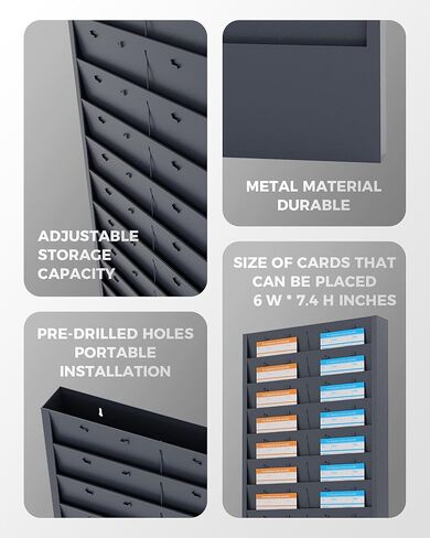 رف التذاكر Oskie Professional Gall-Mount ، منظم المستندات 11 أو 22 فتحات قابلة للتعديل ، مسحوق الرمادي ، 31.5 × 15.5 × 2 بوصات in Kuwait