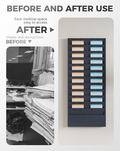 رف التذاكر Oskie Professional Gall-Mount ، منظم المستندات 11 أو 22 فتحات قابلة للتعديل ، مسحوق الرمادي ، 31.5 × 15.5 × 2 بوصات in Kuwait