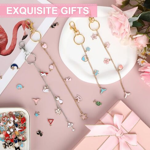 224 PCS Lip Gloss Charm Charm Cynchain Set ، مجموعة مفاتيح محلية الصنع ، سحر لمعان الشفاه 100 ، 20 سلسلة مفاتيح ، واحدة من المجوهرات ، 1 Puncher ، سلسلة لفات 16.5 قدم ، 100 حلقات قفز ، للحصول على هدايا المجوهرات الحرفية in Kuwait