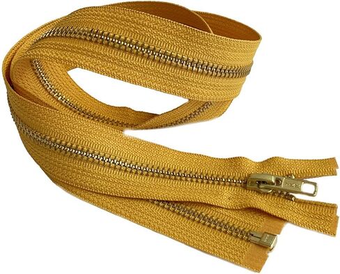 #5 Brass YKK Medium Weight Jacket Separating Zipper - Choose Your Length - Color: Topaz Gold #846 - Made in The United States (1 Zipper Per Pack) (22" Inches) in Saudi Arabia