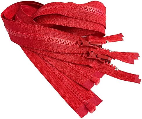 2pcs YKK #5 Molded Plastic Reversible Slider Inside/Outside Medium Weight Sport Jacket Zipper Separating Tape Pull Color Hot Red #519W - Choose Your Length (Hot Red #519W, 14" Inches) in Saudi Arabia