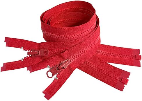2pcs YKK #5 Molded Plastic Reversible Slider Inside/Outside Medium Weight Sport Jacket Zipper Separating Tape Pull Color Hot Red #519W - Choose Your Length (Hot Red #519W, 14" Inches) in Saudi Arabia