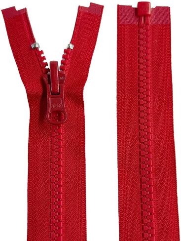 2pcs YKK #5 Molded Plastic Reversible Slider Inside/Outside Medium Weight Sport Jacket Zipper Separating Tape Pull Color Hot Red #519W - Choose Your Length (Hot Red #519W, 14" Inches) in Saudi Arabia