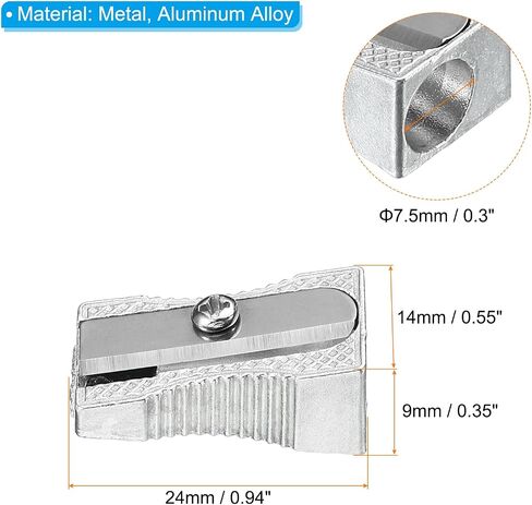 PATIKIL Metal Pencil Sharpeners, 6 Pack Aluminum Alloy Mini Manual Pencil Sharpener with Single Hole for Office Classroom Art Painting, Silver in Saudi Arabia