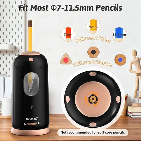 AFMAT Electric Pencil Sharpener, Auto in & Out, Fully Automatic Pencil Sharpener, Rechargeable Hands-Free Sharpeners for Jumbo & Colored Pencils (7-11.5mm), Good for Classroom/Home, Light Purple in Saudi Arabia