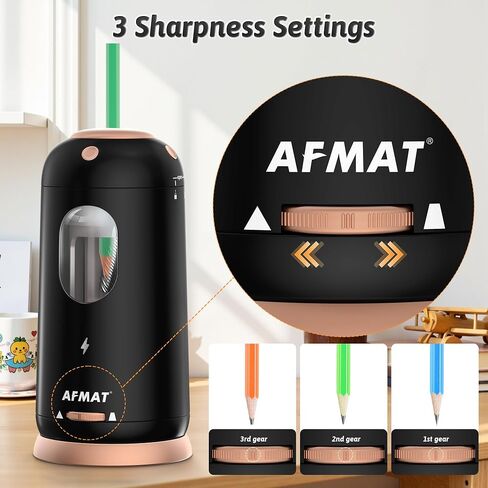 AFMAT Electric Pencil Sharpener, Auto in & Out, Fully Automatic Pencil Sharpener, Rechargeable Hands-Free Sharpeners for Jumbo & Colored Pencils (7-11.5mm), Good for Classroom/Home, Light Purple in Saudi Arabia