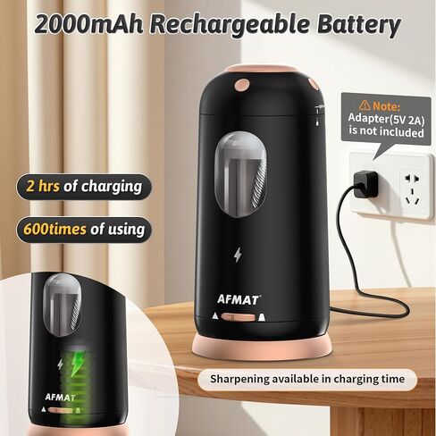 AFMAT Electric Pencil Sharpener, Auto in & Out, Fully Automatic Pencil Sharpener, Rechargeable Hands-Free Sharpeners for Jumbo & Colored Pencils (7-11.5mm), Good for Classroom/Home, Light Purple in Saudi Arabia