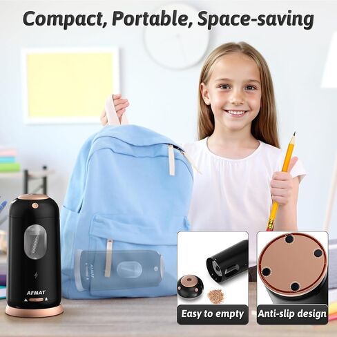 AFMAT Electric Pencil Sharpener, Auto in & Out, Fully Automatic Pencil Sharpener, Rechargeable Hands-Free Sharpeners for Jumbo & Colored Pencils (7-11.5mm), Good for Classroom/Home, Light Purple in Saudi Arabia