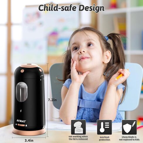 AFMAT Electric Pencil Sharpener, Auto in & Out, Fully Automatic Pencil Sharpener, Rechargeable Hands-Free Sharpeners for Jumbo & Colored Pencils (7-11.5mm), Good for Classroom/Home, Light Purple in Saudi Arabia