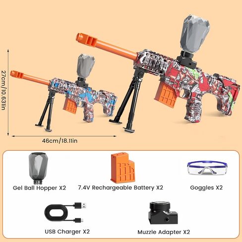 2 Pack Electric Blaster Toys, Full Auto Splatter Blasters - 11 Rs Per Seconds, 7.4V/500 mAh Batteries, Perfect for Outdoor Team Play Game Activities, Parties & Summer Fun, Ages 12 & Up in Saudi Arabia