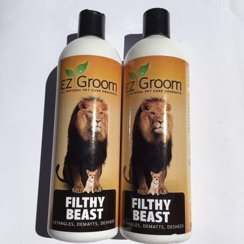 E-Z Groom Dog Shampoo Detangler, Demats, Desheds - Filthy Beast - 2 Bottles (16 oz Each) in Saudi Arabia