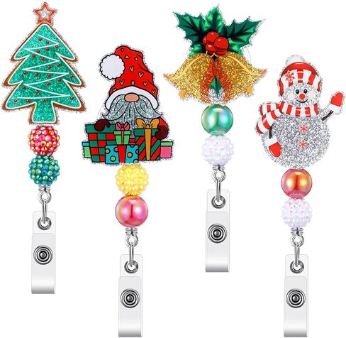 Giegxin 4 Pcs Fall Badge Reels Retractable Autumn Pumpkins Candy Corn Maple Leaf Turkey Nurse ID Badge Holder with Alligator Metal Clip Glitter Beads for Thanksgiving Halloween Holiday Office Favors in Saudi Arabia