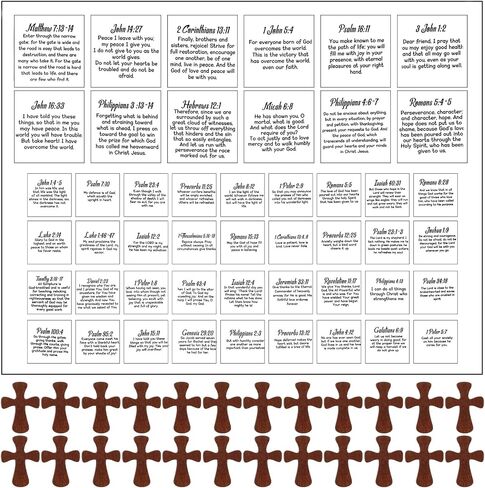Anglechic 96 Pcs 48 Set Pocket Prayer Quilt Squares Panel DIY Prayer Cloth with Wooden Crosses Mini Scripture Religious Spiritual Gift Easter Reward Gift for Teachers Friends Family Christians in Saudi Arabia
