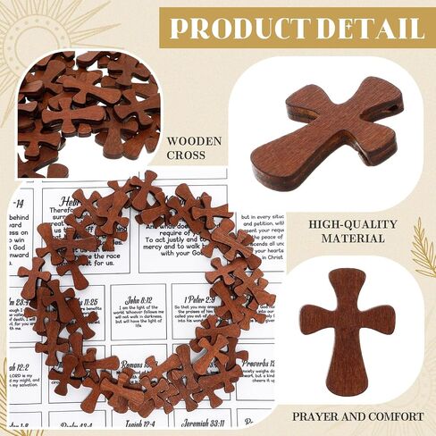 Anglechic 96 Pcs 48 Set Pocket Prayer Quilt Squares Panel DIY Prayer Cloth with Wooden Crosses Mini Scripture Religious Spiritual Gift Easter Reward Gift for Teachers Friends Family Christians in Saudi Arabia