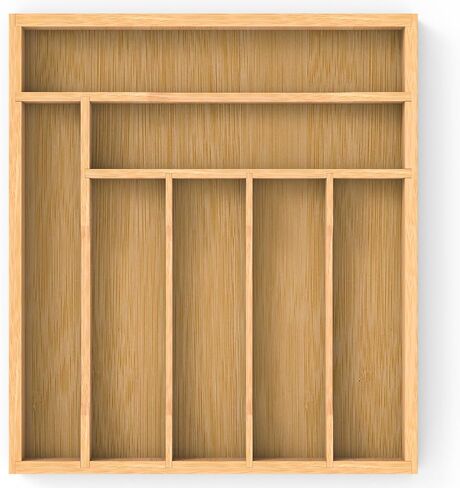 Bamboo Drawer Organizer Set, 5-PCS Adjustable Kitchen & Office Drawer Organizers, Multipurpose Storage Trays for Utensils, Makeup, Jewelry, Bathroom & Desk Accessories in Saudi Arabia