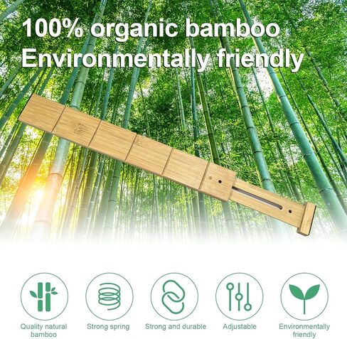4 Pack Bamboo Drigher Dividers مع إدراج وعلامات-منظمي درج المطبخ القابل للتعديل ، حلول تخزين قابلة للتوسيع للمنزل ، المكتب ، الملابس (17-22 بوصة) in Kuwait