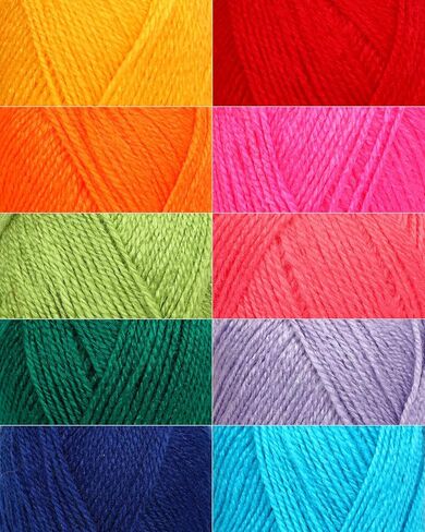 خيوط الأطفال الأكريليك - مجموعة من 10 skeins (2fine ، 1.75 أوقية/164YD لكل منهما) للحياكة والكروشيه بواسطة Alice Crafts in Kuwait