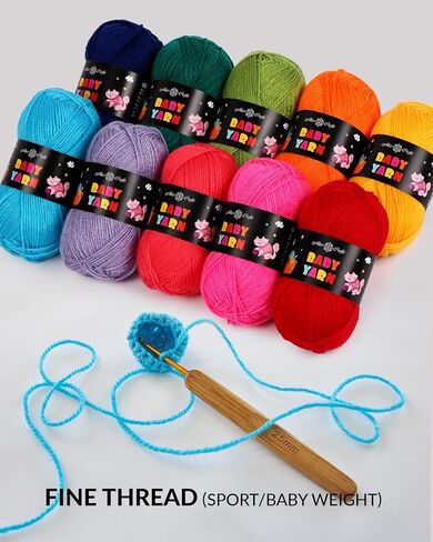 خيوط الأطفال الأكريليك - مجموعة من 10 skeins (2fine ، 1.75 أوقية/164YD لكل منهما) للحياكة والكروشيه بواسطة Alice Crafts in Kuwait