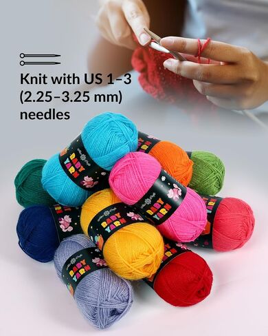 خيوط الأطفال الأكريليك - مجموعة من 10 skeins (2fine ، 1.75 أوقية/164YD لكل منهما) للحياكة والكروشيه بواسطة Alice Crafts in Kuwait
