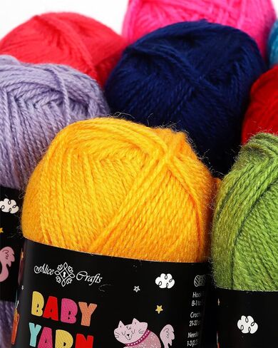 خيوط الأطفال الأكريليك - مجموعة من 10 skeins (2fine ، 1.75 أوقية/164YD لكل منهما) للحياكة والكروشيه بواسطة Alice Crafts in Kuwait