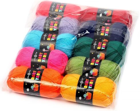 خيوط الأطفال الأكريليك - مجموعة من 10 skeins (2fine ، 1.75 أوقية/164YD لكل منهما) للحياكة والكروشيه بواسطة Alice Crafts in Kuwait
