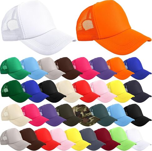 35 Pcs Adult Blank Trucker Hats Bulk DIY Sublimation Polyester Trucker Hat Adjustable Mesh Baseball Cap for Men Women in Kuwait