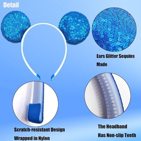 آذان الماوس عصابات براقة الترتر آذان للأطفال امرأة عيد ميلاد الشعر الحزب لوازم الملاهي مهرجان مهرجان أغطية رأس هالوين ديكبوب العزلة （أسود） in Kuwait