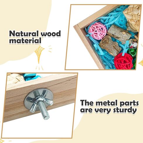 BNOSDM Bird Foraging Toys Box Colorful Parrot Foraging and Shredding Toy Boxes Natural Bird Toy Wooden Birds Chewing Toys for Parakeet, Conure, Cockatiel, Budgies, Lovebirds (Small) in Saudi Arabia