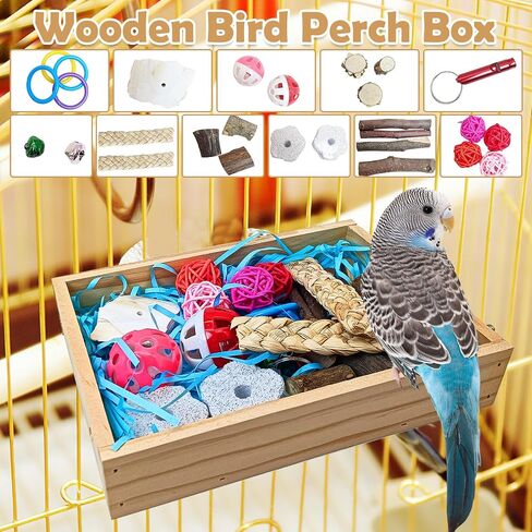 BNOSDM Bird Foraging Toys Box Colorful Parrot Foraging and Shredding Toy Boxes Natural Bird Toy Wooden Birds Chewing Toys for Parakeet, Conure, Cockatiel, Budgies, Lovebirds (Small) in Saudi Arabia