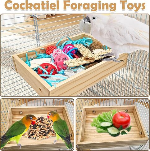 BNOSDM Bird Foraging Toys Box Colorful Parrot Foraging and Shredding Toy Boxes Natural Bird Toy Wooden Birds Chewing Toys for Parakeet, Conure, Cockatiel, Budgies, Lovebirds (Small) in Saudi Arabia