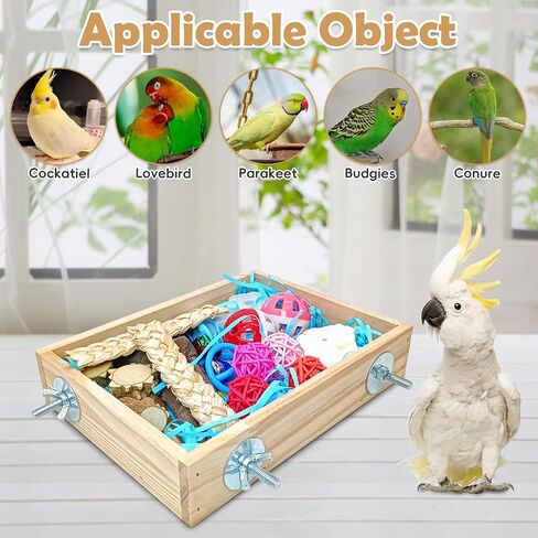 BNOSDM Bird Foraging Toys Box Colorful Parrot Foraging and Shredding Toy Boxes Natural Bird Toy Wooden Birds Chewing Toys for Parakeet, Conure, Cockatiel, Budgies, Lovebirds (Small) in Saudi Arabia