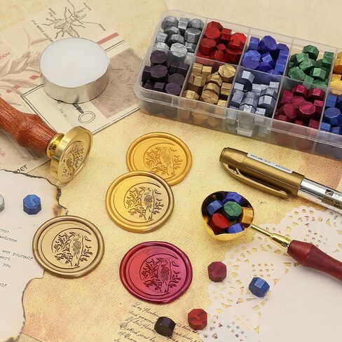SWANGSA Mushroom Wax Seal Stamp Kit with 200pcs Sealing Wax Beads, Great for Embellishment of Invitations, Wine Packages, Gift Idea in Kuwait