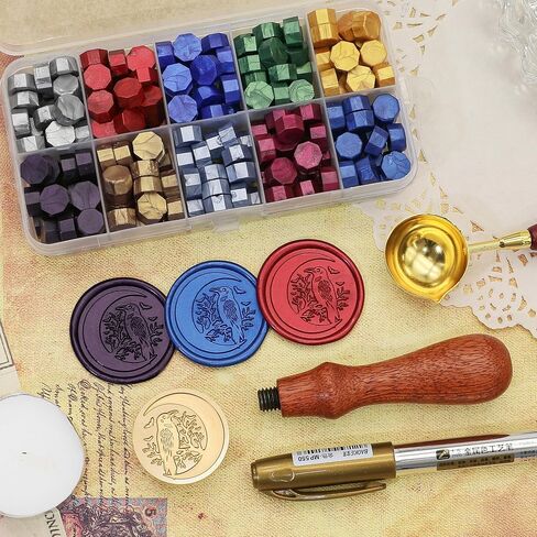 SWANGSA Mushroom Wax Seal Stamp Kit with 200pcs Sealing Wax Beads, Great for Embellishment of Invitations, Wine Packages, Gift Idea in Kuwait