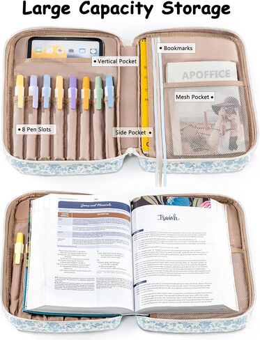 Bible Cover for Women – Quilted Bible Carrying Case for Bible Study Suppliers – Bible Holder Bag Gift for Girls, Fits Standard Bibles, Christian Book Tote for Study, Church, Travel in Kuwait