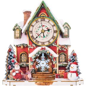 Kaayee 3D اللغز للبالغين ، وعيد الميلاد الخشبي الثلج المقصورة مقصورة على مدار الساعة طقم ، 73 PCS DIY Vintage Wall Clock ، هدية Creative Craft لعيد الميلاد ديكور المنزل (البطارية غير مدرجة) in Kuwait