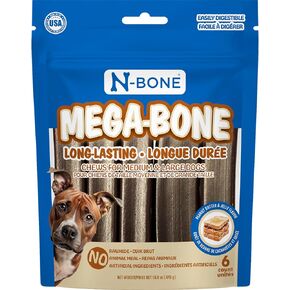 N-Bone Mega-Bone Long-Lasting Dog Chews, Blueberry Pumpkin Muffin Flavor, Natural Dog Bones for Large Dogs, 6 Chews (16.8 oz) in Saudi Arabia