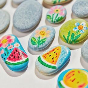 LIIJII River Rocks for Painting, 30 PCS 2-3″ Large Flat Painting Rocks for Kids, Smooth Rocks to Paint for Crafts, Make Handmade DIY Gifts in Kuwait