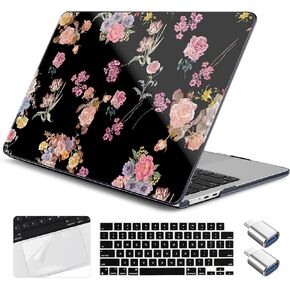 حافظة لجهاز ماك بوك اير 15 بوصة M3/M2 2024 2023 موديل A3114/A2941، حافظة لاب توب بلاستيكية صلبة مع غطاء لوحة مفاتيح وطبقة لوحة التتبع ومحولين OTG، مهور زرقاء in Kuwait