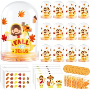 مجموعات الشكر الثلج كراتية - 60pcs تقع أمام يسوع Cross Felt Kit Kit ، اصنع خريفك المسيحي اليساري Pine Cone Maple Snow Globes Decor in Saudi Arabia