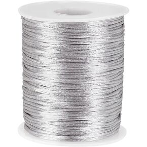 Ph Pandahall 109 ياردة رطيل ساتان سلك 1.5 ملم الحرير الحريرية الفضة الحبال ساتان ساتان سلسلة خيط ل Macrame Kumihimo قلادة سوار الصداقة الصينية in Kuwait