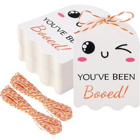 Halloween Tags, 100Pcs You've Been Booed Gift Tags with String Happy Halloween Hanging Tag for Goodie Bags Cute Ghost Boo Tag for Candy Bags in Saudi Arabia