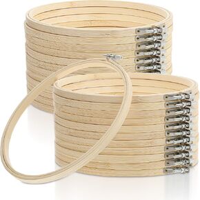 24 Pcs 8 Inch Embroidery Hoops, Decorative Round Cross Stitch Hoop, Circle Bamboo Wooden Hoops for Crafts Art DIY Needlework Supplies in Saudi Arabia