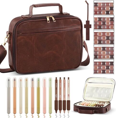 Bible Cover Case for Men - Large Leather Bag with Study Supplies, Journaling Kit Book Carrying Case with Highlighters Pens, Gel Pens, and Bible Tabs, Leather Bookmarks for Christian Gifts in Saudi Arabia