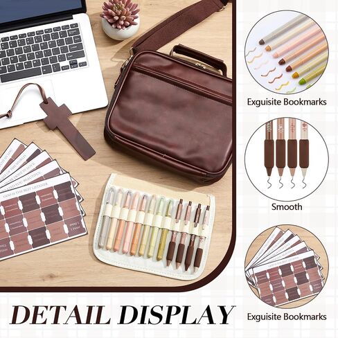 Bible Cover Case for Men - Large Leather Bag with Study Supplies, Journaling Kit Book Carrying Case with Highlighters Pens, Gel Pens, and Bible Tabs, Leather Bookmarks for Christian Gifts in Saudi Arabia