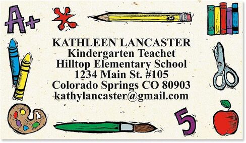 Colorful Images Class Time Teacher Personalized Business Cards - 2" x 3 1/2", 250 Single Sided Custom Teacher Card Set Printed on Heavy 80# Cover Paper Stock, Opaque Matte Finish in Kuwait