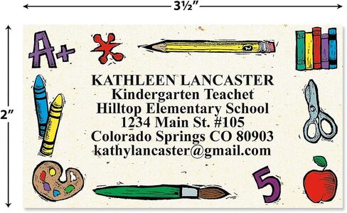 Colorful Images Class Time Teacher Personalized Business Cards - 2" x 3 1/2", 250 Single Sided Custom Teacher Card Set Printed on Heavy 80# Cover Paper Stock, Opaque Matte Finish in Kuwait
