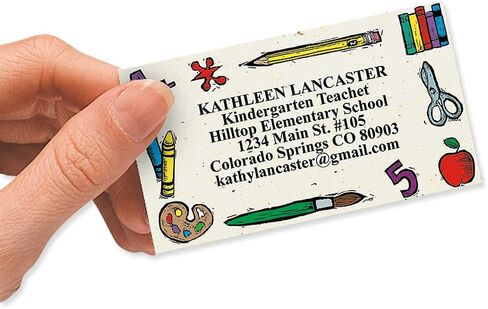 Colorful Images Class Time Teacher Personalized Business Cards - 2" x 3 1/2", 250 Single Sided Custom Teacher Card Set Printed on Heavy 80# Cover Paper Stock, Opaque Matte Finish in Kuwait