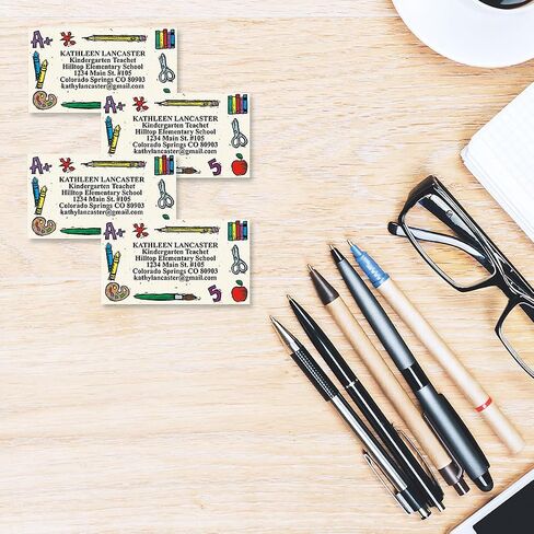 Colorful Images Class Time Teacher Personalized Business Cards - 2" x 3 1/2", 250 Single Sided Custom Teacher Card Set Printed on Heavy 80# Cover Paper Stock, Opaque Matte Finish in Kuwait